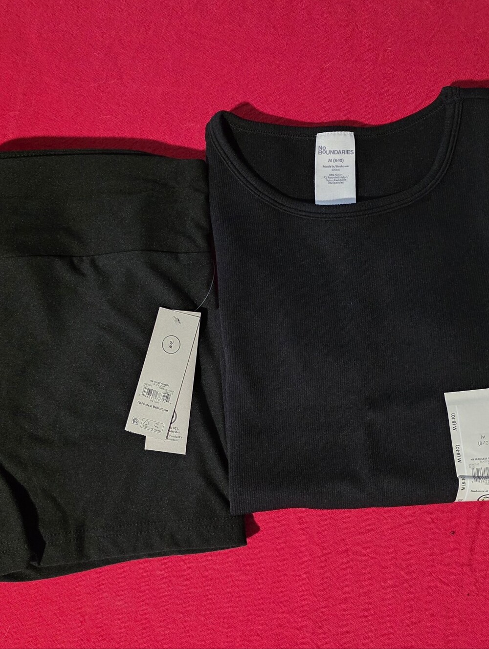 No Boundaries Black Ribbed Top and Bike Shorts Set. Paired Together.